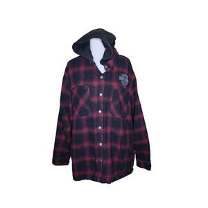 Harley Davidson Motorcycles Button Up Flannel Hoodie Jacket Size XL Plaid